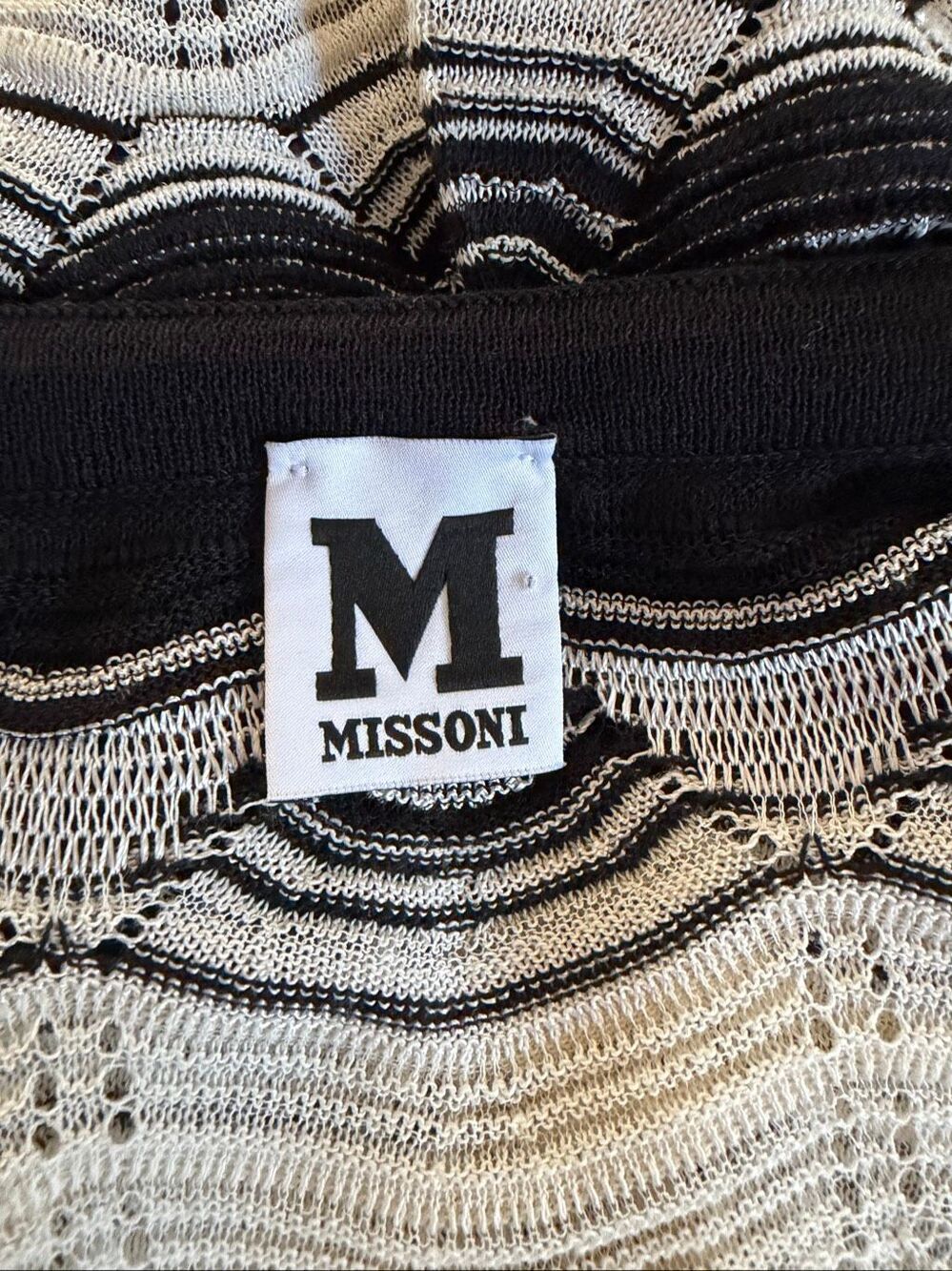 M Missoni Black Cream Signature Wave Knit Long Sleeve Sweater Dress IT 44 - Picture 10 of 12